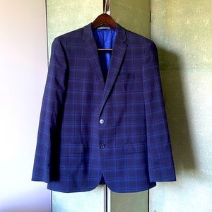Ben Sherman Men’s Sport Jacket 42 Charcoal Gray and Blue plaid